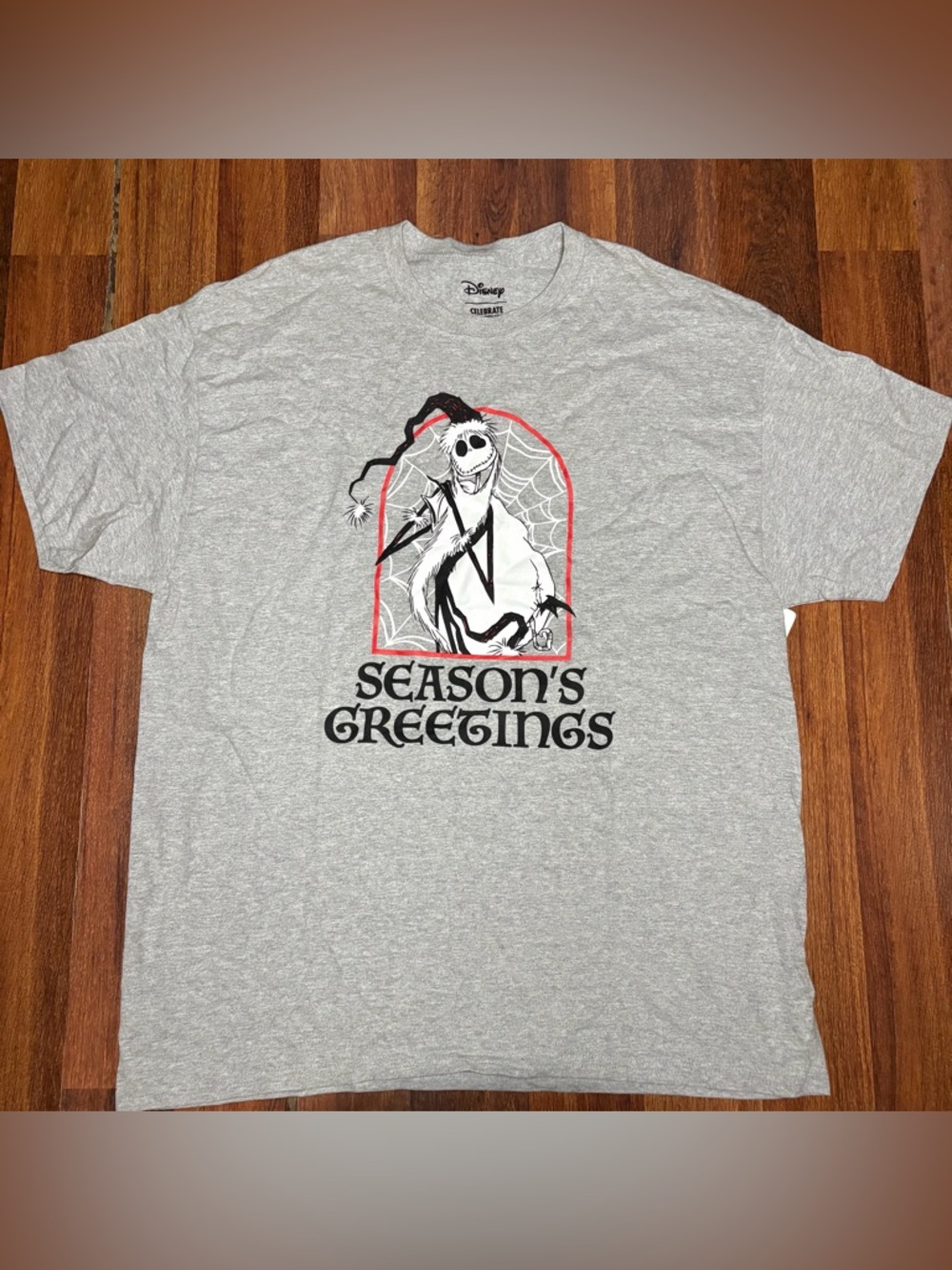 Disney Gray 'Season's Greetings' Jack Skellington Tee with Red Accents